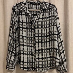 Elle Black and White Checkered Button Down Shirt